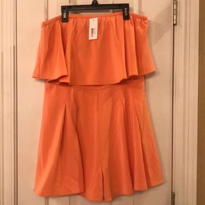 Peach strapless romper